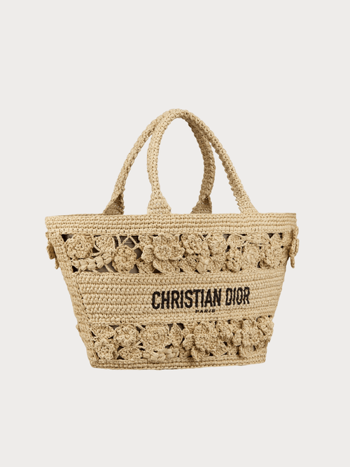 CHRISTIAN DIOR Hat Basket Bag Raffia with Flowers(Natural) - LONDONKELLY 英國名牌代購
