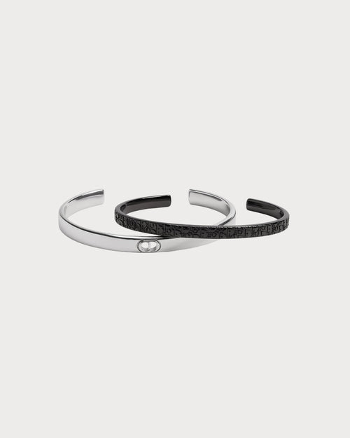 CHRISTIAN DIOR Men's Dior Oblique Bangle Set | 迪奧 手鐲 (黑銀色) - LONDONKELLY 英國名牌代購
