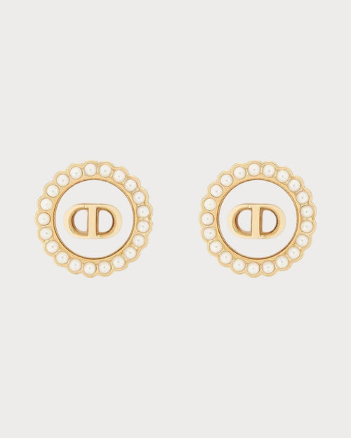 CHRISTIAN DIOR Petit CD Baroque Stud Earrings Gold - Finish Metal | 迪奧 耳環 (多色) - LONDONKELLY 英國名牌代購