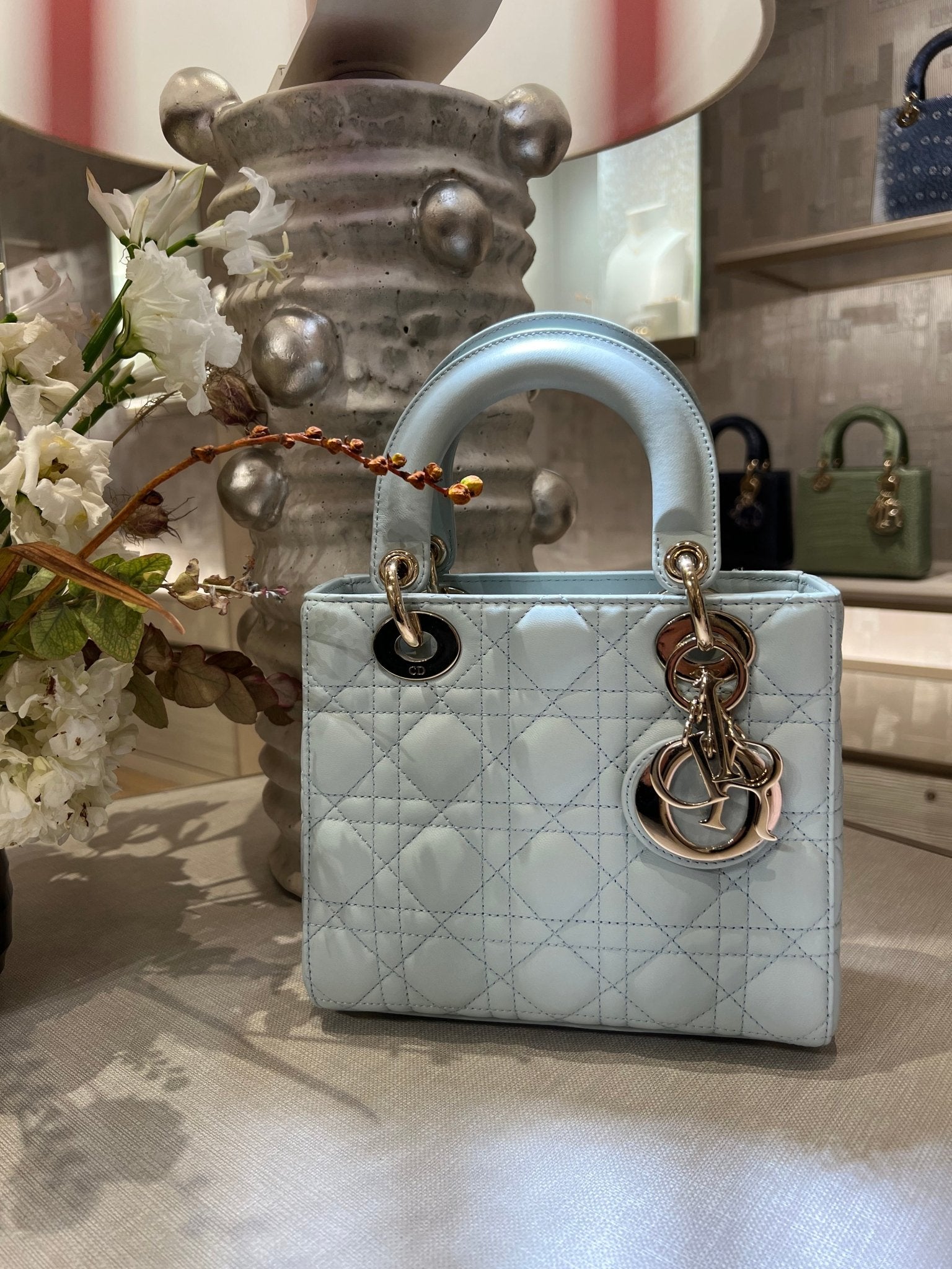 CHRISTIAN DIOR Small Lady Dior Bag Dior handbag light blue LondonKelly