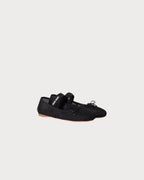MIU MIU Mesh fabric Ballerinas Nylon(Black)