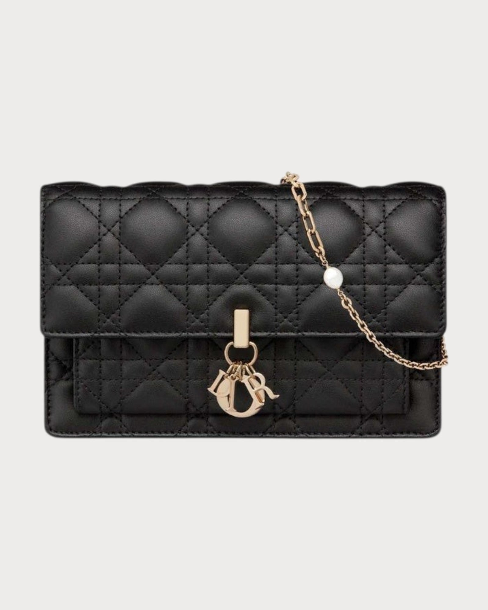 迪奥Lady DIOR Chain Pouch 羊皮手袋(黑色) | LONDONKELLY