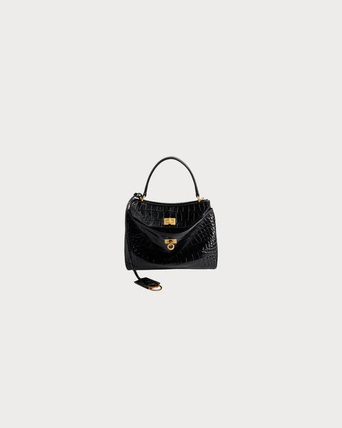 BALENCIAGA(W) Rodeo Handbag Crocodile Embossed(Mini/Black)