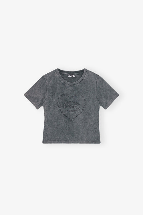 GANNI Grey Washed Heart T-Shirt | 短袖上衣 (灰色) - LondonKelly 英國名牌代購