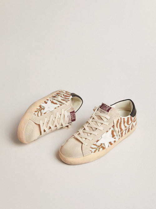 GOLDEN GOOSE Super - Star LTD in zebra - effect Swarovski with a white leather star | 黃金鵝 Super - Star LTD 斑馬紋效果施華洛世奇款,搭配白色皮革星星(白色) - LondonKelly 英國名牌代購