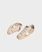 GOLDEN GOOSE Super - Star LTD in zebra - effect Swarovski with a white leather star | 黄金鹅 Super - Star LTD 斑马纹效果施华洛世奇款,搭配白色皮革星星(白色) - LondonKelly 英国名牌代购
