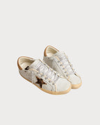 GOLDEN GOOSE Women's Super - Star in nappa leather with pony skin star and suede heel tab | 黄金鹅 女款 Super - Star 采用纳帕皮革,搭配小马皮星星与麂皮后跟标签(烟草色) - LondonKelly 英国名牌代购