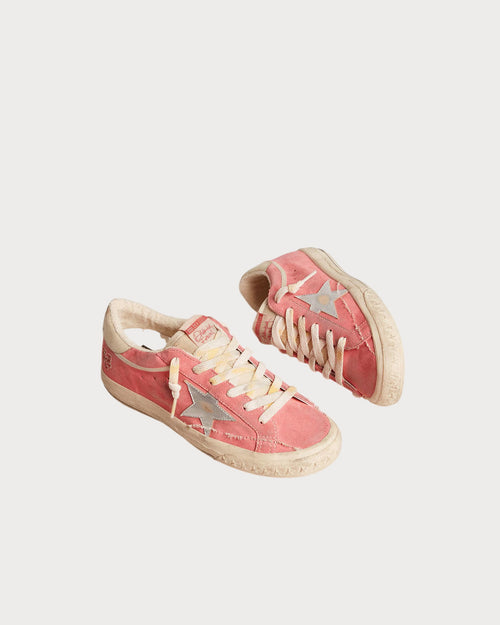 GOLDEN GOOSE Women's Super - Star LTD in red suede with silver star and leather heel tab | 黃金鵝 女款 Super - Star LTD 紅色麂皮款,搭配銀色星星與皮革後跟標籤(紅色) - LondonKelly 英國名牌代購