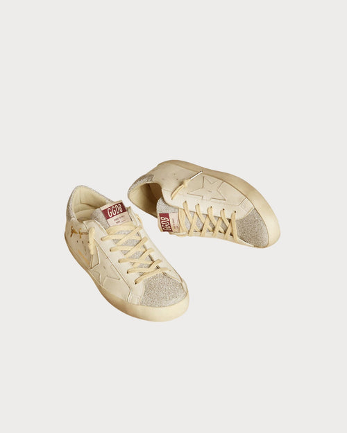 GOLDEN GOOSE Women’s Super - Star LTD in white leather with Swarovski micro - crystal inserts | 黄金鹅 女款 Super - Star LTD 白色皮革款,搭配施华洛世奇微水晶镶嵌(白色) - LondonKelly 英国名牌代购