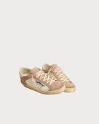 GOLDEN GOOSE Women’s Super - Star sneakers in pink suede with silver metallic leather star | 黄金鹅 女款 Super - Star 粉色麂皮球鞋,搭配银色金属皮革星星(粉色与米色) - LondonKelly 英国名牌代购