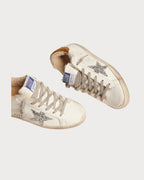 GOLDEN GOOSE Women's Super - Star with shearling lining and silver glitter star | 黄金鹅 女款 Super - Star 内里羊毛款,搭配银色亮片星星(白色) - LondonKelly 英国名牌代购