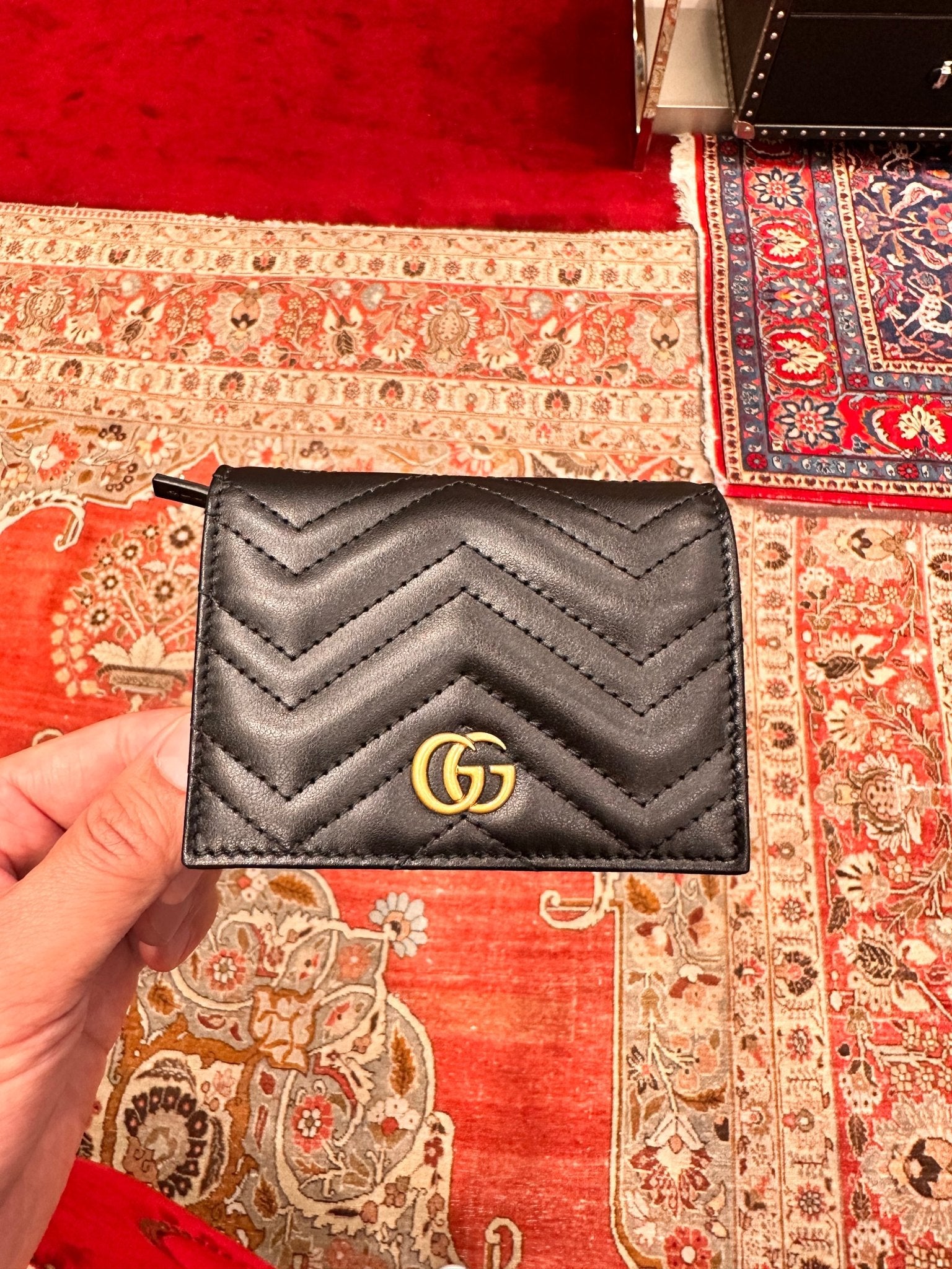 GUCCI GG Marmont Card Case Wallet Matelassé Leather(2 Colors