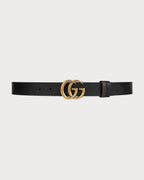 GUCCI Reversible Belt with Double G Buckle | 古馳 皮帶 (3CM/黑啡色) - LondonKelly 英國名牌代購