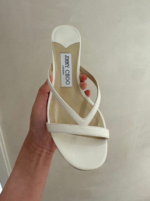 JIMMY CHOO Ciela Mule Nappa Leather(White) - LONDONKELLY 英國名牌代購