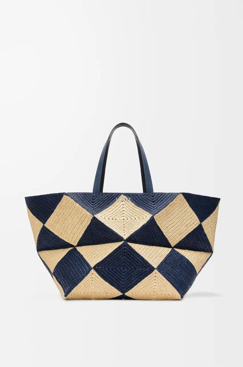 LOEWE Men's XXL Puzzle Fold Tote in Raffia | 羅意威 男仕草編袋 (藍色) - LondonKelly 英國名牌代購