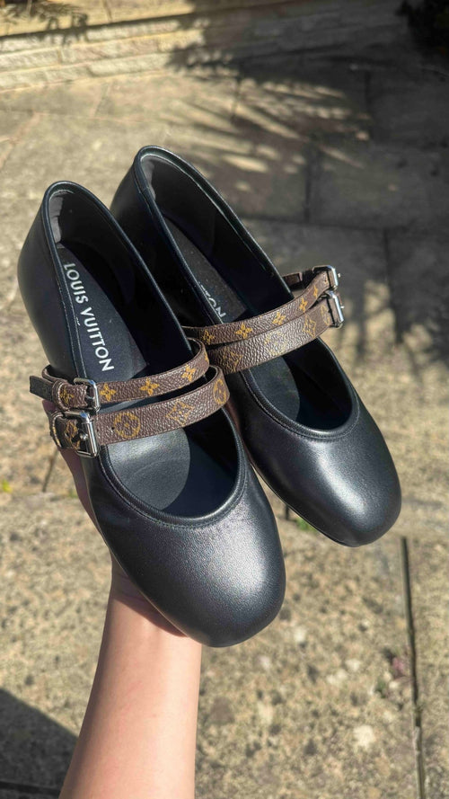 LOUIS VUITTON 1AJQTG Bella Mary Jane Ballerinas Lambskin(Black) - LONDONKELLY 英國名牌代購