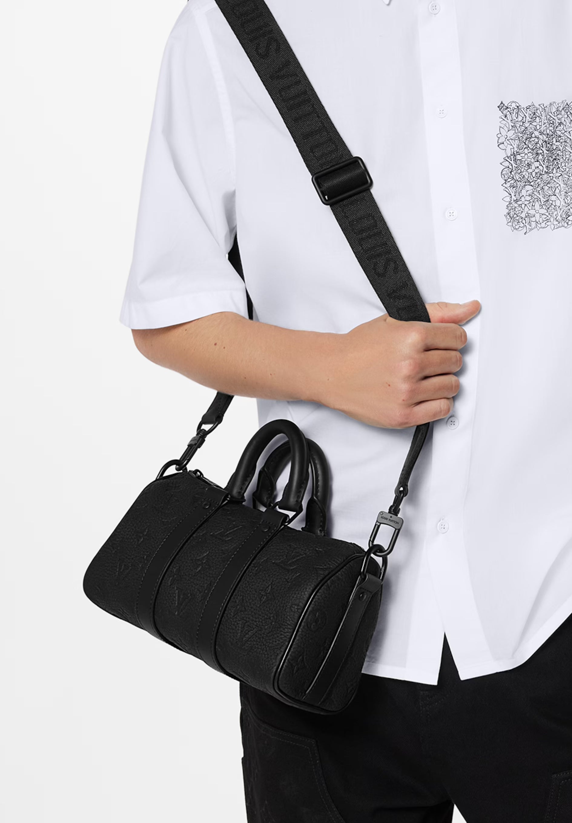 Louis vuitton black keepall bandouliere bag online