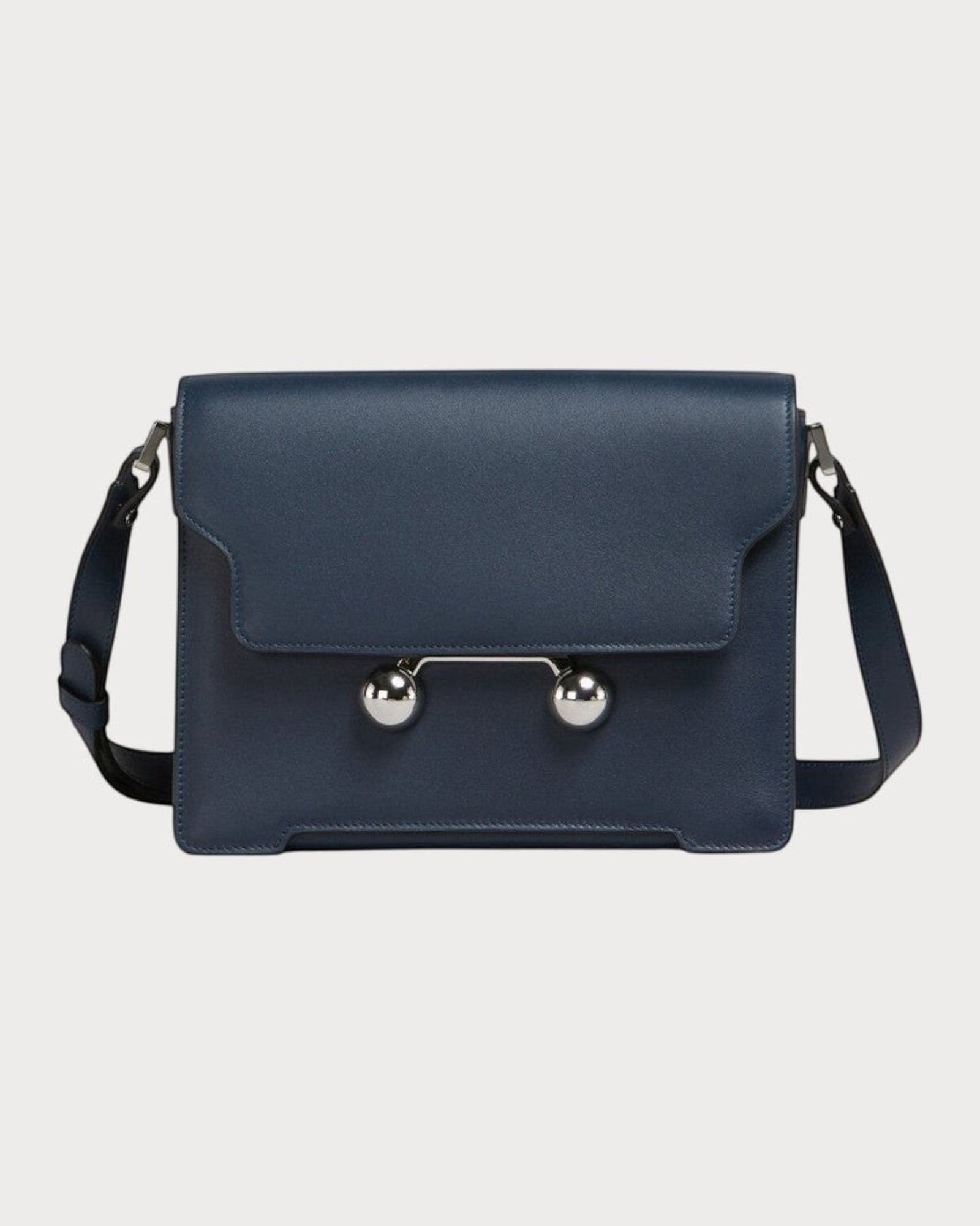 MARNI Deep Blue Leather Trunkaroo Shoulder Bag(Medium/Dark Blue 
