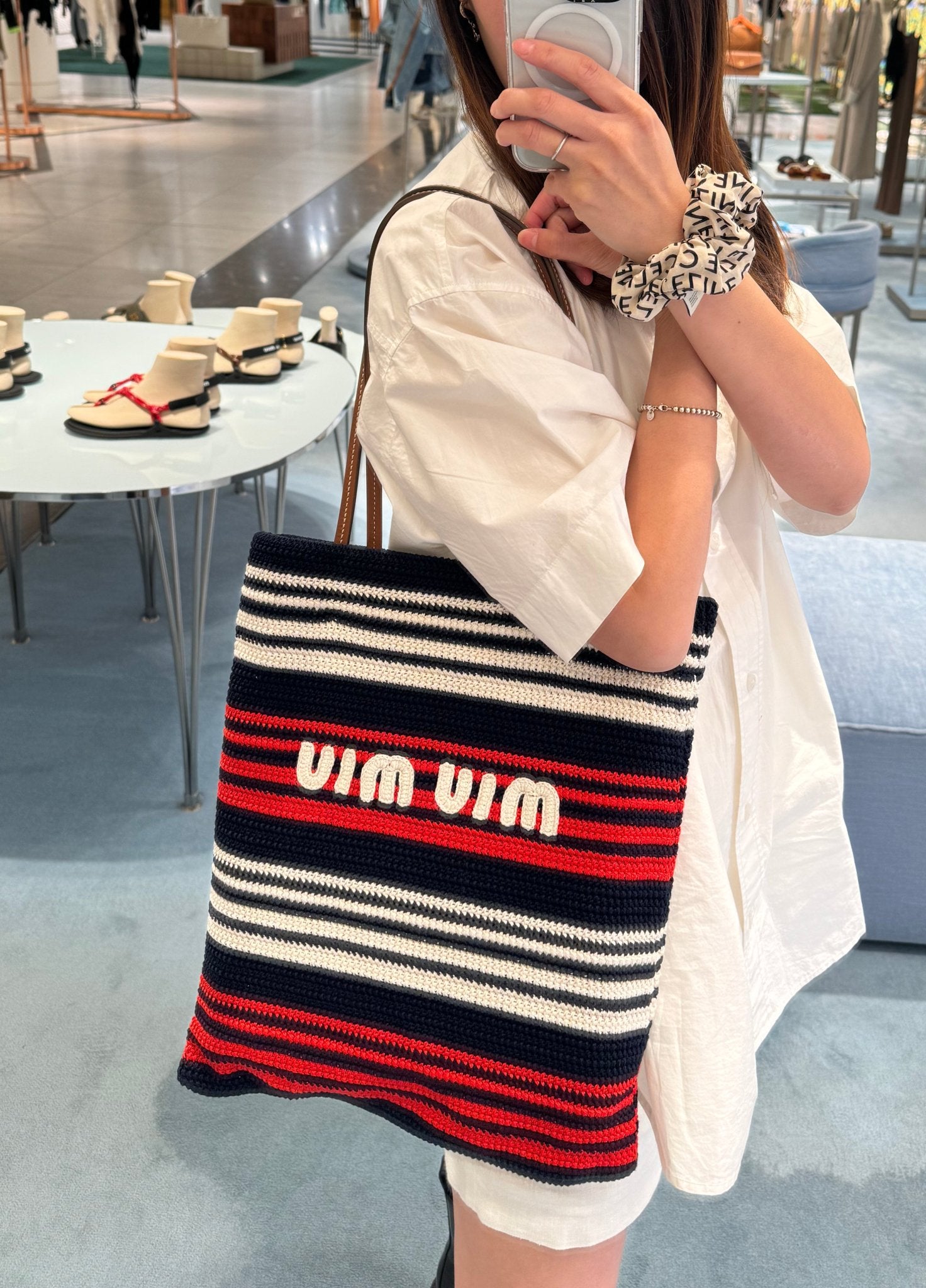 Miu miu canvas tote online