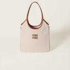 MIU MIU Ivy Canvas and Leather Tote Bag | 繆繆 手袋 (米色) - LondonKelly 英國名牌代購