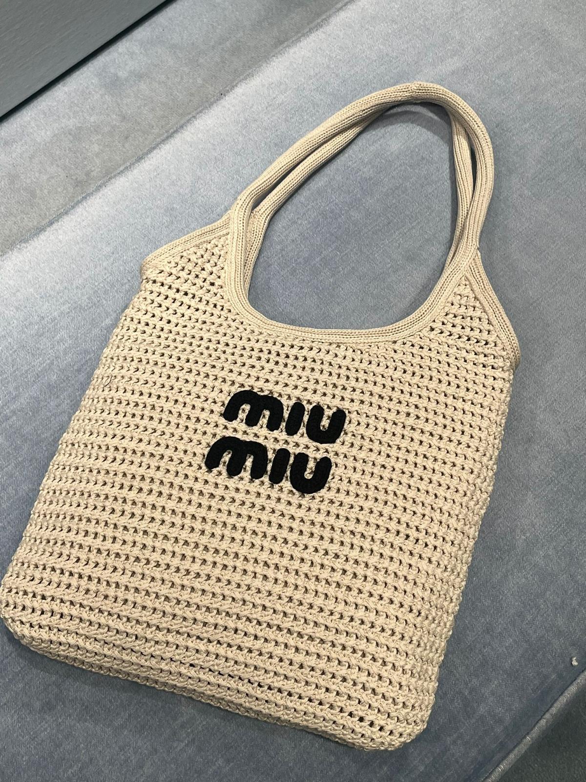 関税込 MiuMiu IVY raffia-effect woven tote bag Miu Miu Ivy Raffia-Effect Woven Tote Bag in Ocre | Fashion