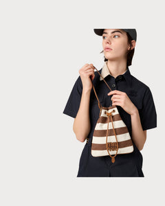 MIU MIU Striped Fabric Drawstring Pouch | 缪缪 手袋 (蓝白色) - LondonKelly 英国名牌代购