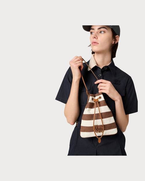 MIU MIU Striped Fabric Drawstring Pouch | 缪缪 手袋 (蓝白色) - LondonKelly 英国名牌代购