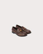 MIU MIU Vintage - Effect Leather Penny Loafers | 缪缪 乐福鞋 (啡色) - LondonKelly 英国名牌代购