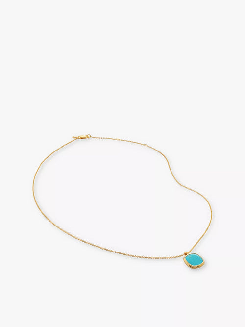 MONICA VINADER Delphi 18ct Yellow Gold - Plated Vermeil and Turquoise Pendant Necklace | 颈链 (蓝绿色) - LondonKelly 英国名牌代购