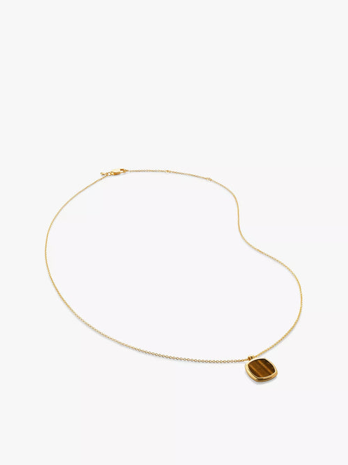 MONICA VINADER Delphi Tiger’s Eye Gold Vermeil Pendant Necklace | 颈链 (金色) - LondonKelly 英国名牌代购