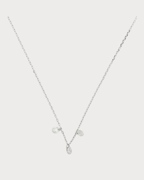 PERSEE White Gold and Diamond 3 - Stone Danae Necklace | 白金鑽石3顆石達娜伊項鍊 (白金) - LondonKelly 英國名牌代購