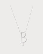 PERSEE White Gold and Diamond Alphabet B Necklace | 白金鑽石字母頸鏈 (白金款) - LondonKelly 英國名牌代購