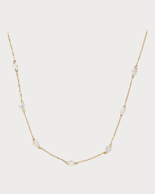 PERSEE Yellow Gold and Diamond 7 - Stone Danae Necklace | 黃金鑽石七顆石頸鏈 (黃金) - LondonKelly 英國名牌代購