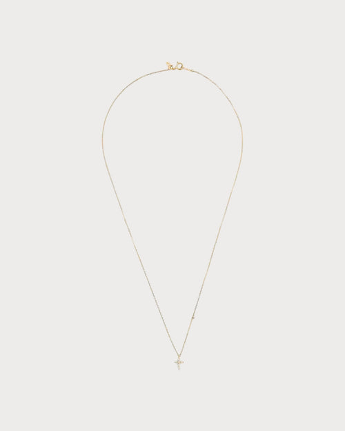 PERSEE Yellow Gold and Diamond Symbols Cross Necklace | 黃金鑽石符號十字架項鍊 (黃金色) - LondonKelly 英國名牌代購