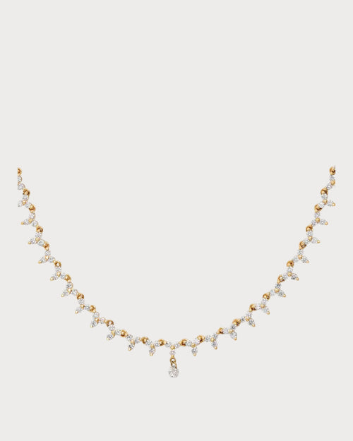 PERSEE Yellow Gold and Diamond Triangle Tennis Necklace | 黃金鑽石三角網球項鍊 (黃金) - LondonKelly 英國名牌代購