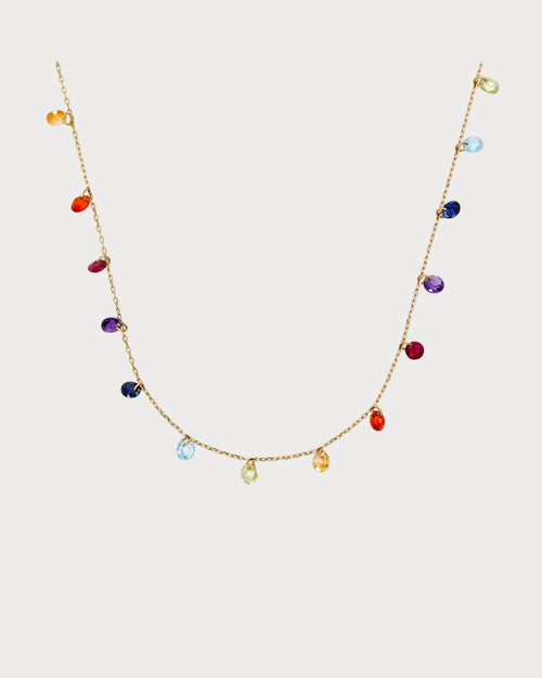 PERSEE Yellow Gold and Multicoloured Stone Chakras Necklace | 黃金多彩能量輪項鍊 (黃金) - LondonKelly 英國名牌代購
