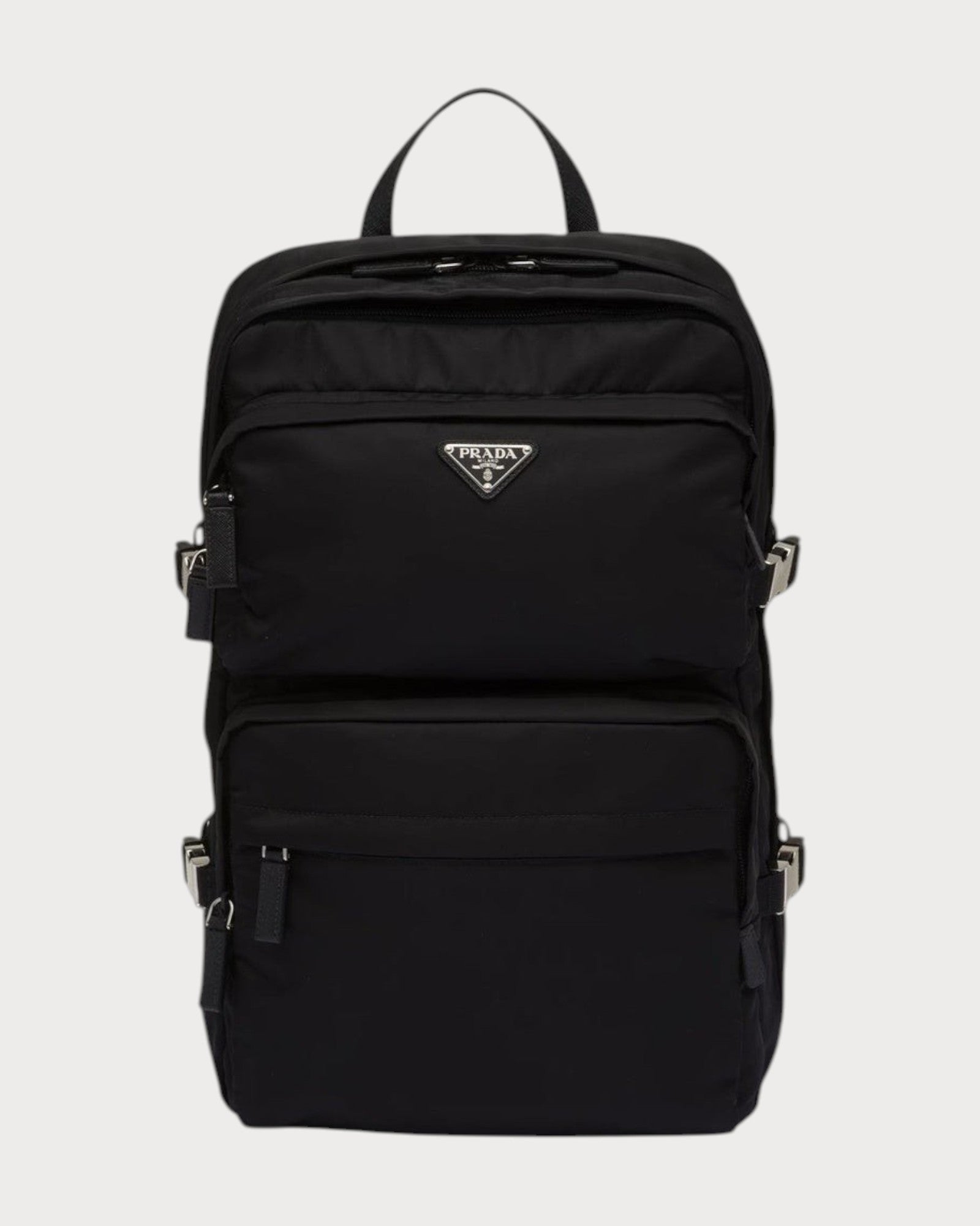 PRADA Men's Re-Nylon and Saffiano Leather Backpack(Black