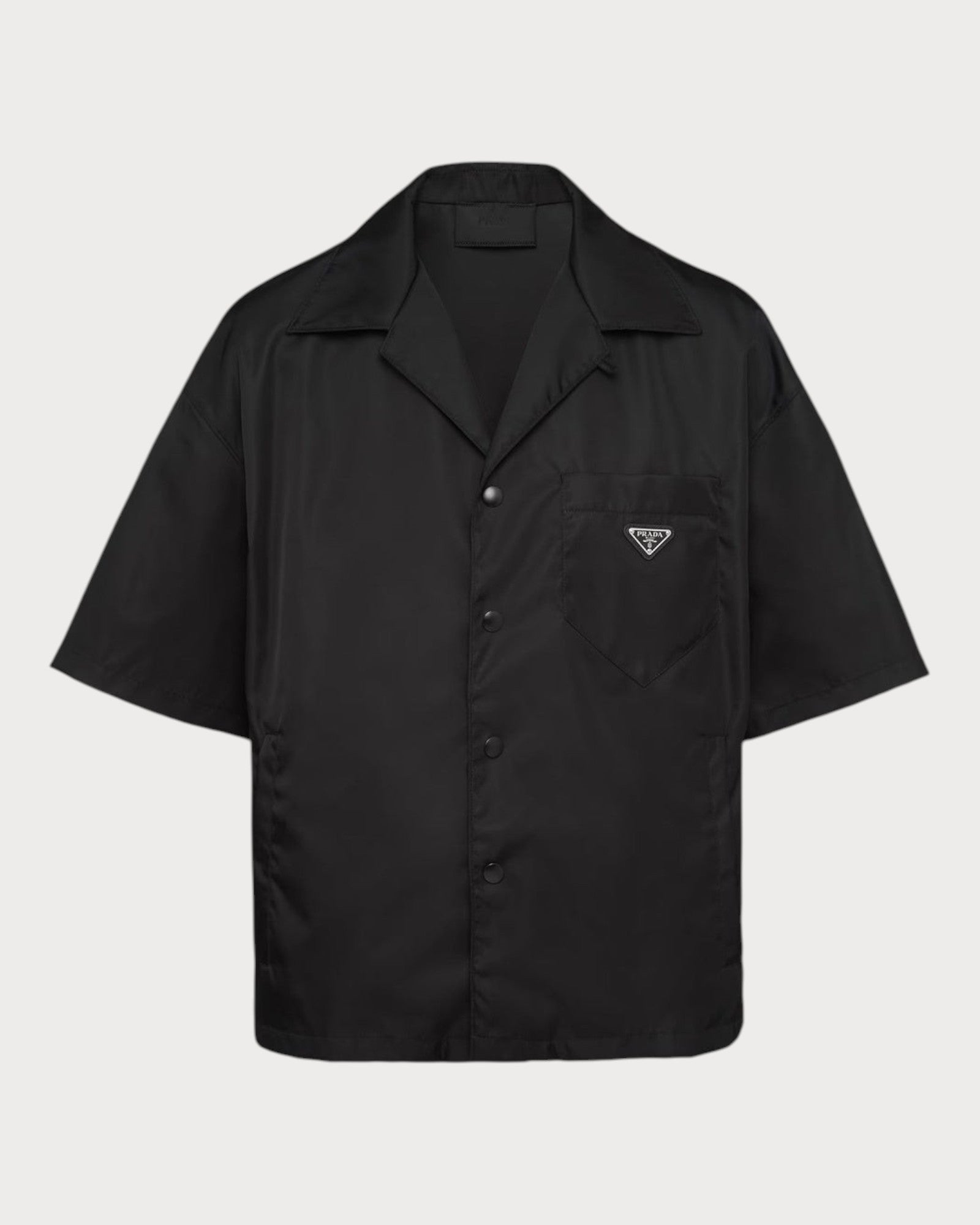PRADA SC449 Men's Re-Nylon Short-Sleeved Shirt(Black
