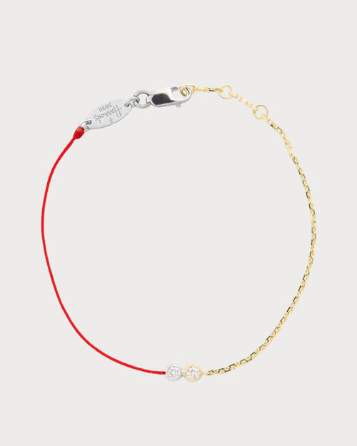 REDLINE 20th Anniversary Two - Tone Gold and Diamond Half - Thread Bracelet | 紅繩 手鏈 (紅色) - LondonKelly 英國名牌代購