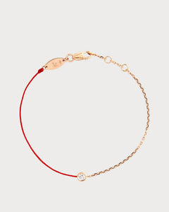 REDLINE Rose Gold and Diamond Pure Half - Chain Bracelet | 紅繩 手鏈 (0.1CT/多色) - LondonKelly 英國名牌代購