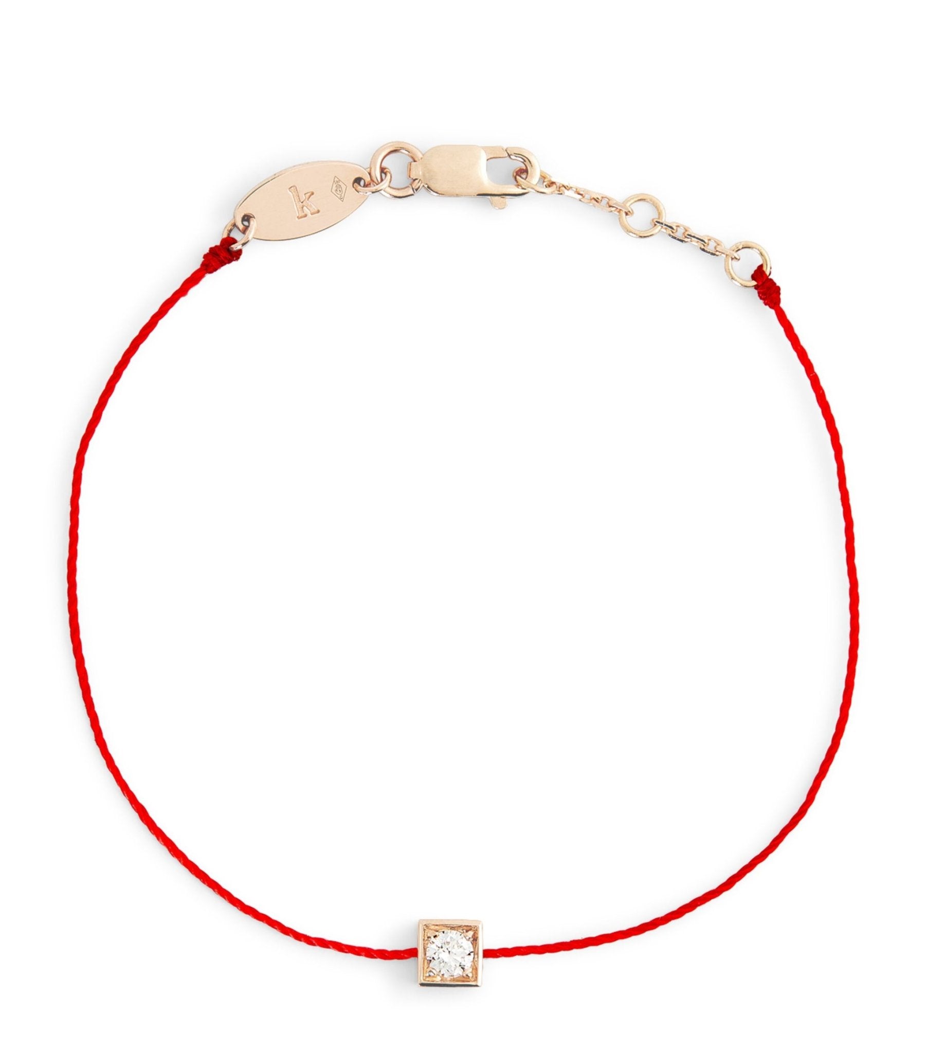 REDLINE Yellow Gold and Diamond Cube Bracelet Red rope bracelet