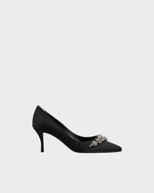 ROGER VIVIER Efflorescence Pumps in satin | RV 缎面高跟鞋 (黑色) - LondonKelly 英国名牌代购
