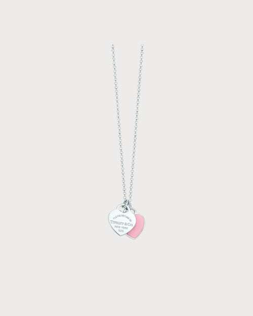 TIFFANY & CO. Return to Tiffany Pink Double Heart Tag Pendant in Silver | 蒂芙尼 心心頸鏈 (粉紅色) - LONDONKELLY 英國名牌代購