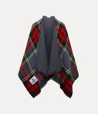 VIVIENNE WESTWOOD Reversible Tartan Wool Poncho | 西太后 雙面格紋羊毛披肩 (紅色) - LondonKelly 英國名牌代購