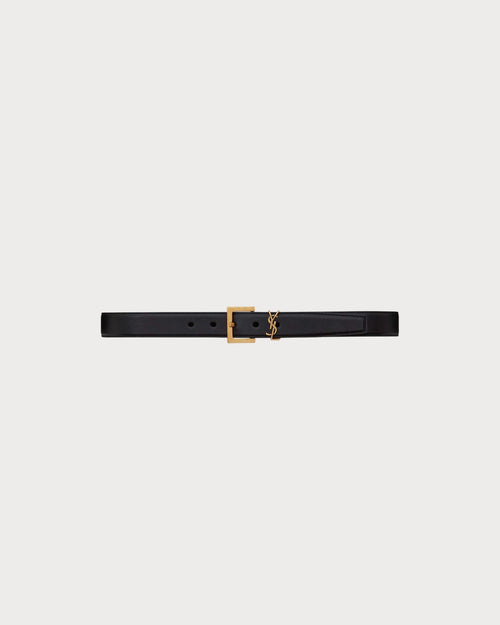 YSL SAINT LAURENT Cassandre Belt with Square Buckle | 聖羅蘭 皮帶 (3CM/黑色) - LondonKelly 英國名牌代購