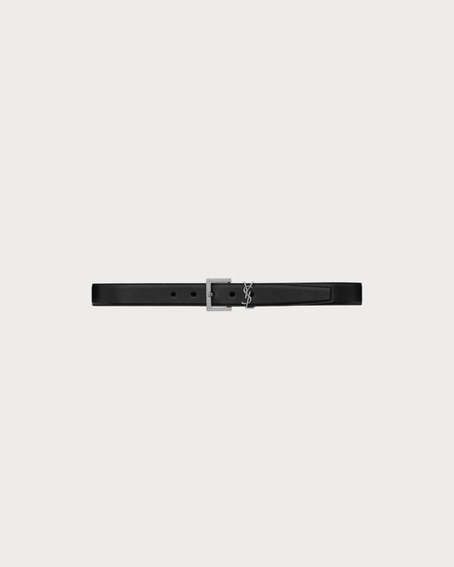 YSL SAINT Laurent Cassandre Belt with Square Buckle | 聖羅蘭 皮帶 (3CM/黑色) - LondonKelly 英國名牌代購