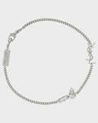 YSL SAINT LAURENT Cassandre Charm Bracelet In Metal And Rhinestone | 圣罗兰 手链 (银色) - LONDONKELLY 英国名牌代购