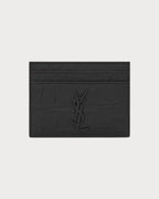 YSL SAINT LAURENT Men's Cassandre Card Case In Crocodile - Embossed Leather | 聖羅蘭 男仕卡套 (黑色) - LONDONKELLY 英國名牌代購