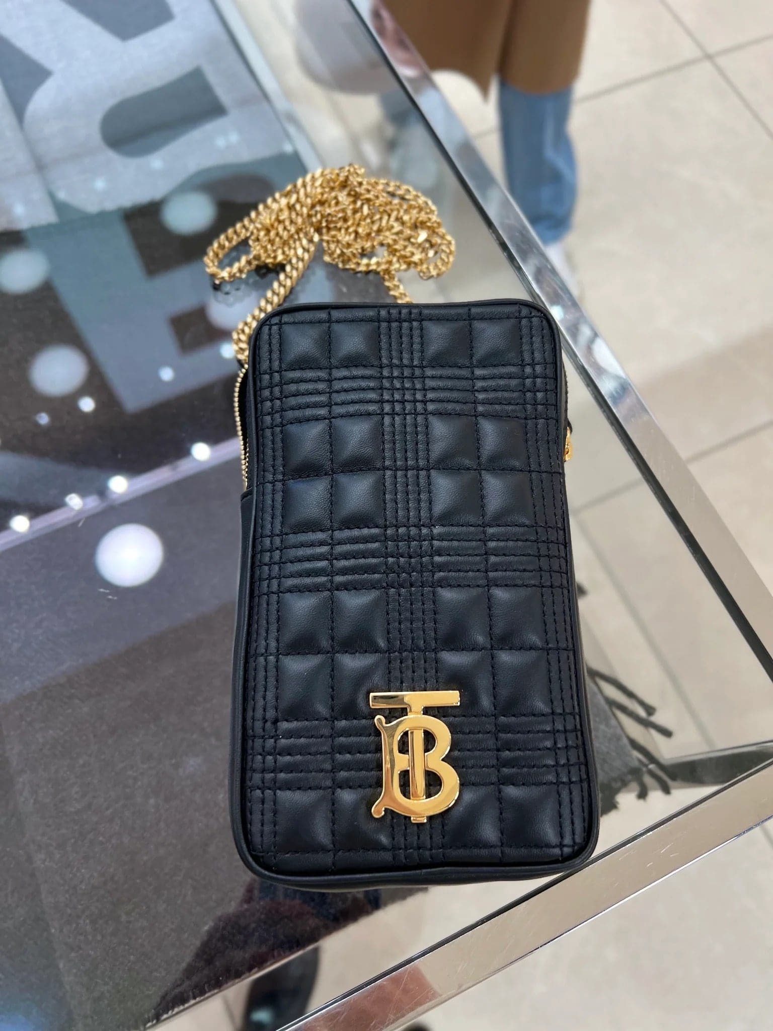 BURBERRY Phone Bag with Chain Burberry Phone Bag with Gold Chain Bl LondonKelly