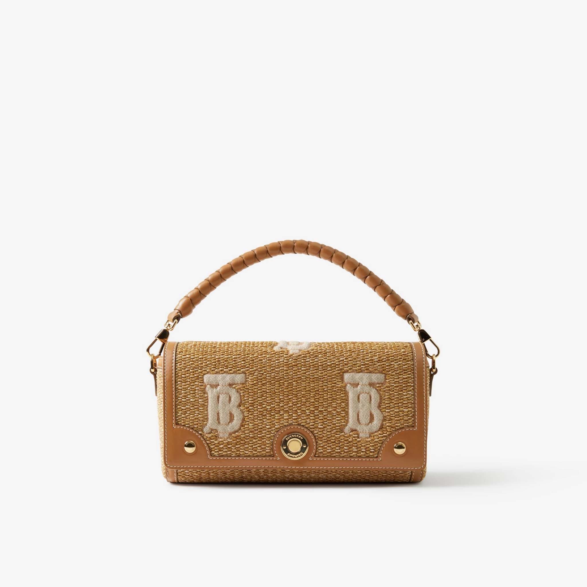 BURBERRY Raffia Top Handle Note Bag Burberry straw bag multi color